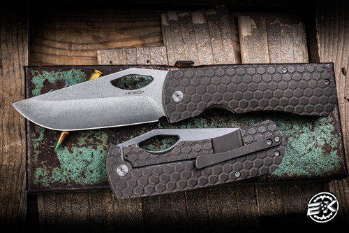 McNees Knives Dixon Folding Knife Honeycomb Bronze Titanium 3.75" MagnaCut Stonewash Satin