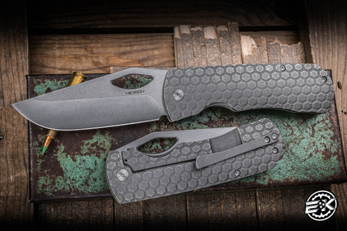 McNees Knives Dixon Folding Knife Honeycomb Titanium 3.75" MagnaCut Stonewash Satin