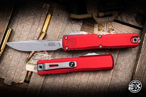 Microtech Ultratech Gen IV OTF Automatic Knife Red Aluminum 3.4" M390 Stonewash 11214-10RD