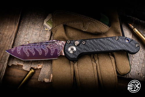 Microtech Marfione Select LUDT Automatic Folding Knife Carbon Fiber 3.4" Tanto Blued CopperMai Damascus 1136-16MS3