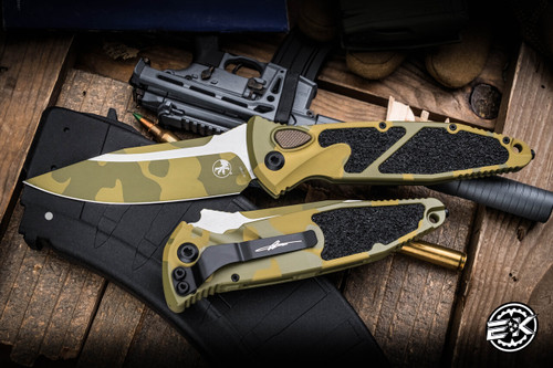 Microtech Socom Elite Automatic Folding Knife Bazooka Camo Cerakote 4" M390 Clip Point Black 160A-1BOCS-Z4