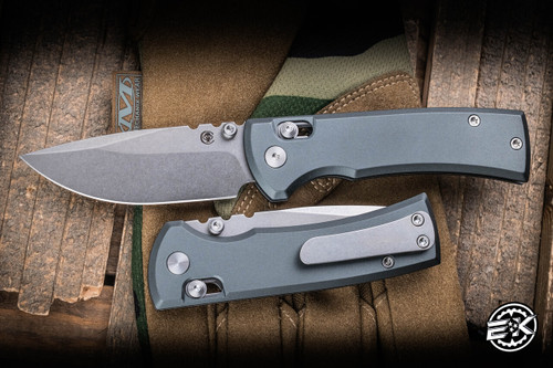 Chaves Knives Redencion Street X-Lock Folding Knife Grey Aluminum 3.25" D2 Drop Point Stonewash