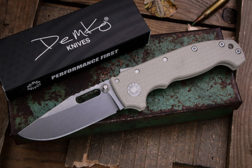 Demko Knives MGAD20 Folding Knife Tan G10 3.6" MagnaCut Clip Point