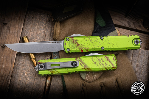 Microtech Ultratech Gen IV OTF Automatic Knife Zombie Aluminum 3.4" M390 Stonewash 11214-10Z