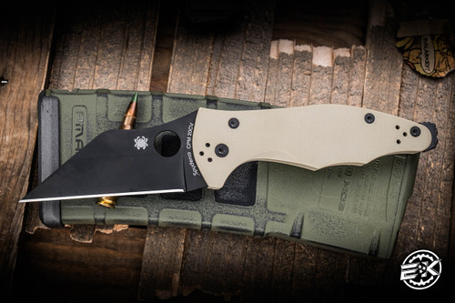 Preowned-Spyderco Yojimbo 2 Tan G10 3.2" Black S30V C85GPTNBK2