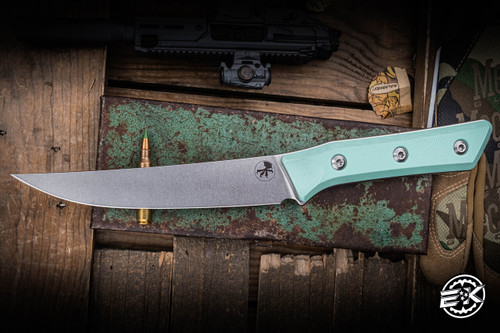 Microtech Boning Fixed Blade Knife Caribbean Blue G10 6.1" M390 Stonewash 3100-10CA