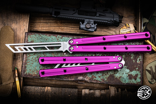 Squid Industries Krake Raken V3 Purple Butterfly Balisong Trainer 4.9" Stonewash