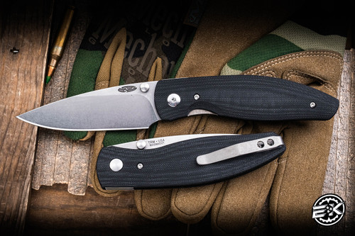 Three Rivers Manufacturing ATOM Folding Knife Jet Black G10 3.5" MagnaCut Drop Point
