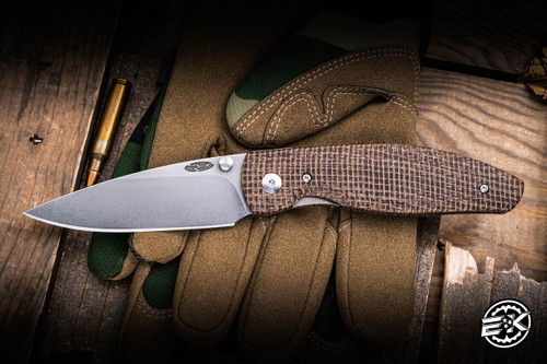 Three Rivers Manufacturing ATOM Folding Knife Burlap Micarta 3.5" MagnaCut Drop Point