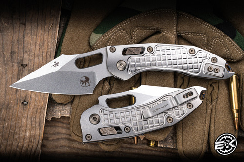 Microtech Marfione Select Stitch Ram-Lok Manual Frag Titanium Flame Accents 3.75" M390 Stonewash 169RL-10FRMS4