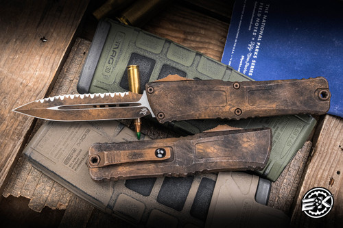 Microtech Combat Troodon Gen III OTF Automatic Knife Plague Outbreak 4" M390 Dagger Serrated 1142-3PLOBS