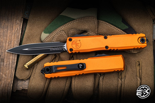 Microtech Ultratech Gen IV OTF Automatic Knife Orange 3.4" M390 Dagger Black 11224-1OR