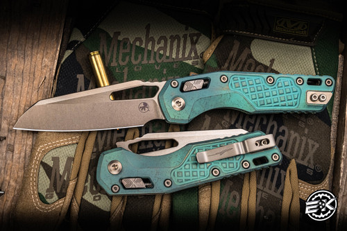 Microtech Marfione Select MSI Knife Antique Green Frag Titanium Bronze Accents 3.75" M390 Sheepsfoot Bronzed Stonewash 210-13FRMS1