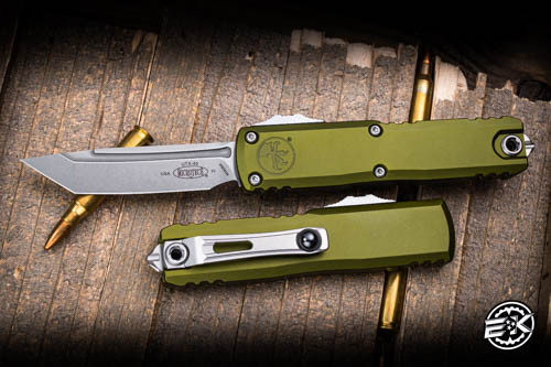 Microtech UTX-85 Gen IV OTF Automatic Knife OD Green 3" M390 Tanto Stonewash 12334-10OD