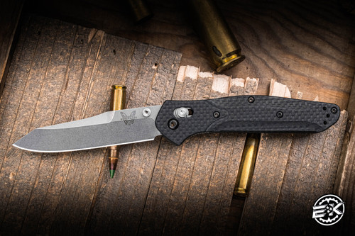 Preowned-Benchmade Osborne AXIS Lock Carbon Fiber 3.4" S90V Stonewash 940-1