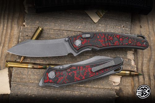 Hawk Knives Talon Folding Knife Titanium Lava Flow CF Overlay 3.5" M390 Stonewash EK-2798