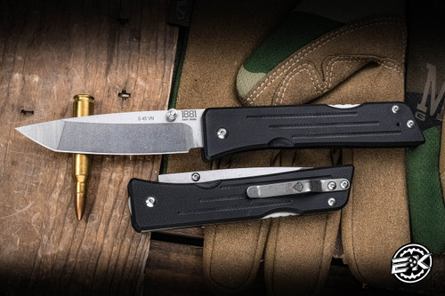 Medford 1881 Knife Works Route 66 Folding Knife Black G10 3.25"  S45VN Tumbled Tanto