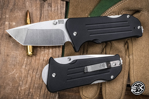 Medford 1881 Knife Works Broadway Folding Knife Black G10 2.8" S45VN Tumbled Tanto