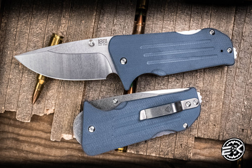 Medford 1881 Knife Works Broadway Folding Knife Denim Blue G10 2.85"  S45VN Tumbled Drop Point