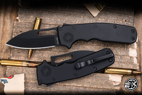 Demko Knives Shark Cub Folding Knife Stealth Black 2.5" 20CV Slicer Shark Black