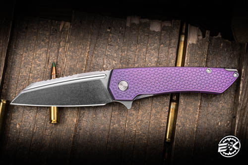 MachineWise Mojave Folding Knife Turtle Purple Titanium 3.45" S90V Stonewash