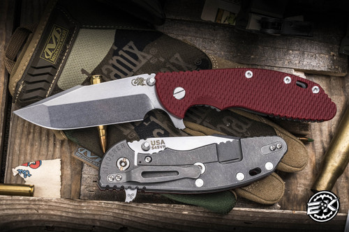 Rick Hinderer Knives XM-24 Folding Knife Red G10 4"  S45VN Stonewash