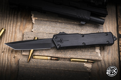 Marfione Custom Scarab II Executive OTF Gen III Knife Hefted Black Aluminum 4" M390 Tanto Apocalyptic DLC Chisel 1279-DLCCGHCS