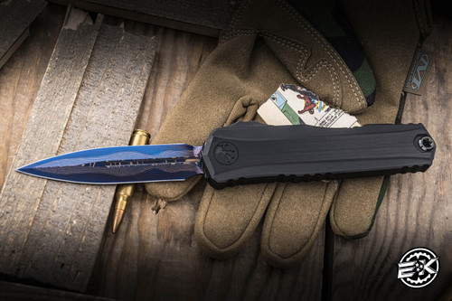 Microtech/Marfione Custom Cypher II OTF Automatic Knife 3.5" Dagger Baker Forge Copper Mai Damascus 1242-16MS4