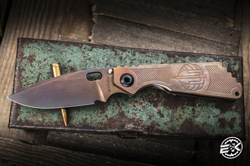 Preowned-Mick Strider Knives SnG Titanium Rose Gold Anodized 3.5" 20CV Striped