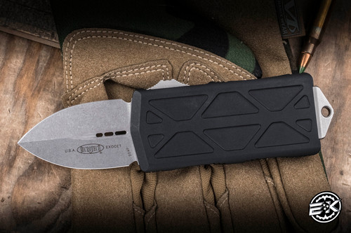 Preowned-Microtech Exocet Money Clip OTF Knife 1.9" M390 Stonewash Dagger 157-10