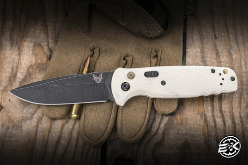 Preowned-Benchmade CLA Auto Ivory G10 3.4" MagnaCut DLC Stonewash 4300BK-03