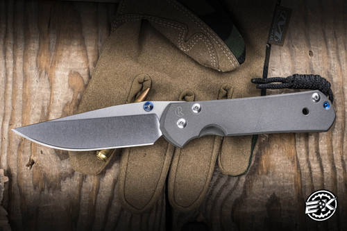 Preowned-Chris Reeve Knives Large Sebenza 21 Folding Knife Sandblasted Titanium 3.6" S45VN Drop Point L21-1000