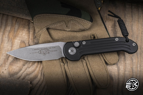Preowned-New Microtech LUDT Torx Hardware Automatic Folding Knife Black 3.4" Stonewash Apocalyptic 135-10AP