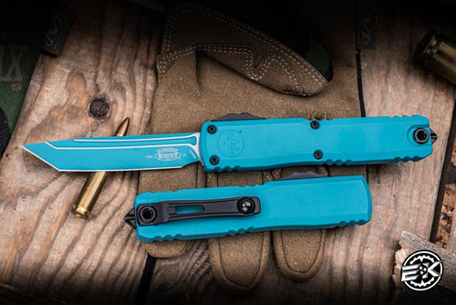 Microtech Ultratech Gen IV OTF Automatic Cyan 3.4" M390 Tanto 11234-1CN-C24Z4