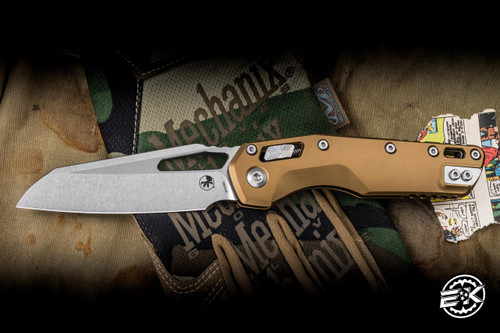 Microtech "MSI" Ram-LOK Manual Folding Knife Tan Aluminum 3.75" M390 Stonewash 210-10TA