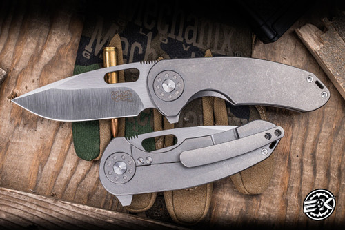 Curtiss Knives F3 Production Medium Slicer Flipper Titanium 3.25" M390 Stonewash