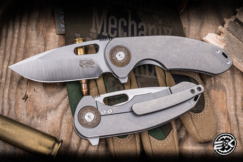 Curtiss Knives F3 Production Medium Slicer Flipper Bronze Anodized Titanium 3.25" M390 Stonewash
