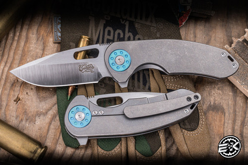 Curtiss Knives F3 Production Medium Slicer Flipper Teal Anodized Titanium 3.25" M390 Stonewash
