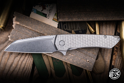 MachineWise Mojave Folding Knife Stars Texture Titanium 3.45" S90V Stonewash 839