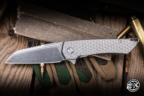 MachineWise Mojave Folding Knife Stars Texture Titanium 3.45" S90V Stonewash 841