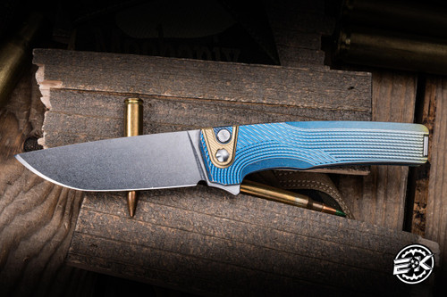 MachineWise Sonora Button Lock Streamline Blue-Gold Titanium 3.35" S90V Stonewash 1650