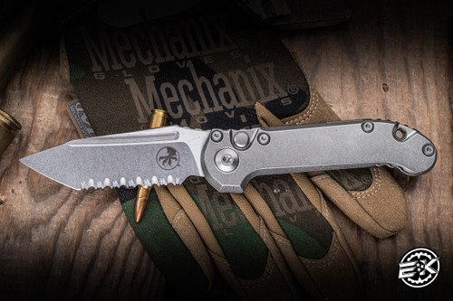 Microtech Marifione Select LUDT Automatic Folding Knife Titanium Bronze Accents 3.4" M390 Tanto Stonewash Serrated 1136-12MS1