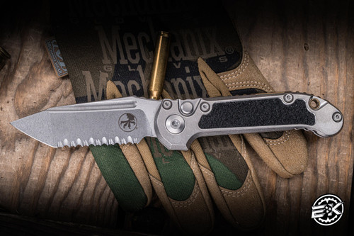 Microtech Marfione Select LUDT Automatic Folding Knife Frag Titanium 3.4" M390 Tanto Serrated Stonewash 1136-12MS2