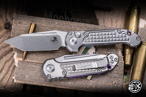 Microtech Marfione Select LUDT Automatic Folding Knife Titanium Purple Accents 3.4" M390 Tanto Stonewash 1136-10FRMS3