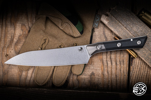 Microtech Utility Kitchen Knife Black G10 6" M390 Stonewash 3400B-10BK