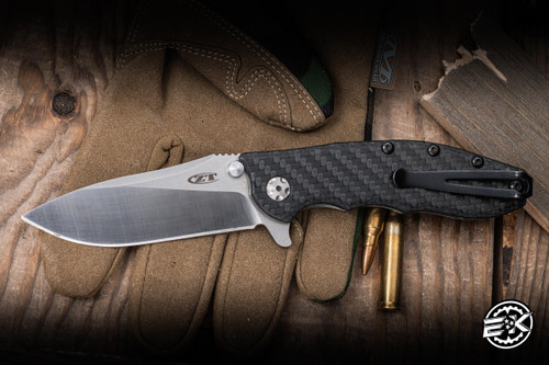 Preowned-Zero Tolerance Hinderer 0562CF Carbon Fiber 3.5" 20CV Satin ZT Knives 0562CF
