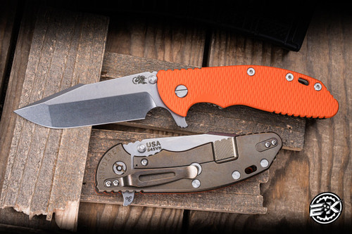 Rick Hinderer Knives XM-24 Orange G10 Stonewash Bronze 4" S45VN Harpoon Spanto Stonewash