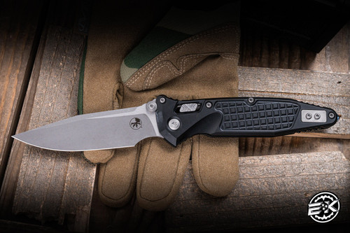 Microtech Socom Elite RAM-LOK Manual Folding Knife Black Frag Aluminum 3.8" M390 Apocalyptic Stonewash 160RL-10APFR
