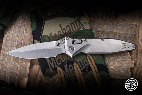 Microtech Marfione Custom Socom RAM-LOK Manual Slab Side Titanium Blue Accents 4" M390 Stonewash 160RL-10SMS1