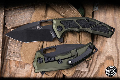 Heretic Knives Medusa Manual Folding Knife OD Green 3" Recurve DLC H010-6A-GRN